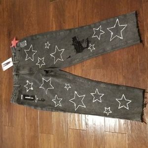 Simple Society Faded Blk High Rise Jeans W/ F…